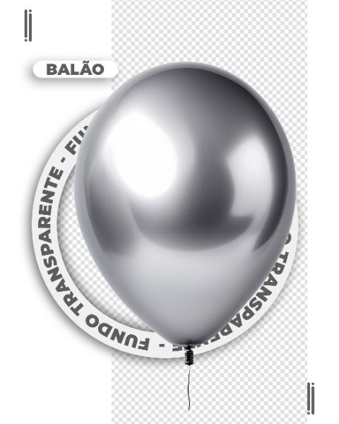 BALÃO PRATEADO | FELIZ ANO NOVO | IMAGEM SEM FUNDO | PNG | PSD EDITÁVEL
