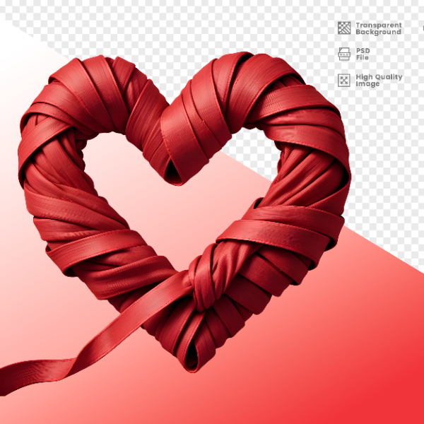 CORAÇÃO DE FITA -  ELEMENTO 3D CORAÇÃO  PARA COMPOSIÇÃO