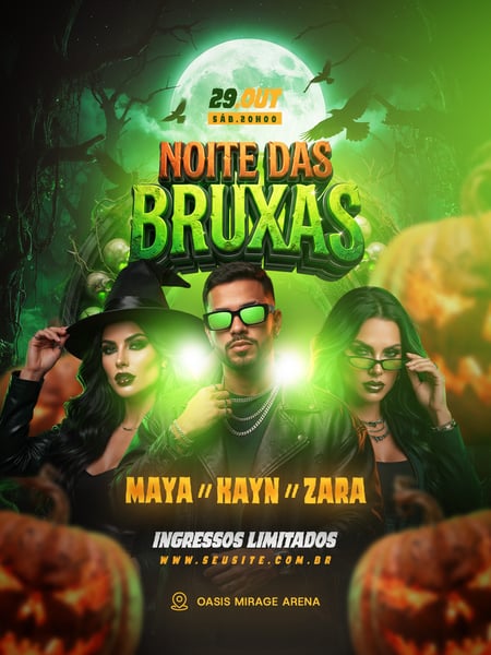 FLYER NOITE DAS BRUXAS FEED PSD EDITÁVEL