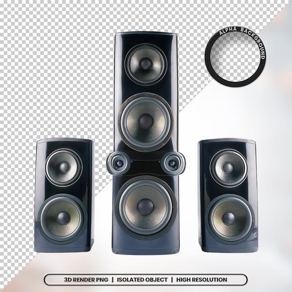 3D RENDER CAIXA DE SOM ELEMENTO ÍCONE PSD PNG