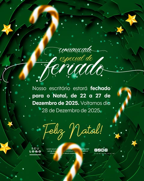 COMUNICADO DE NATAL AVISO ANÚNCIO RECESSO FERIADO SOCIAL MEDIA PSD EDITÁVEL 2