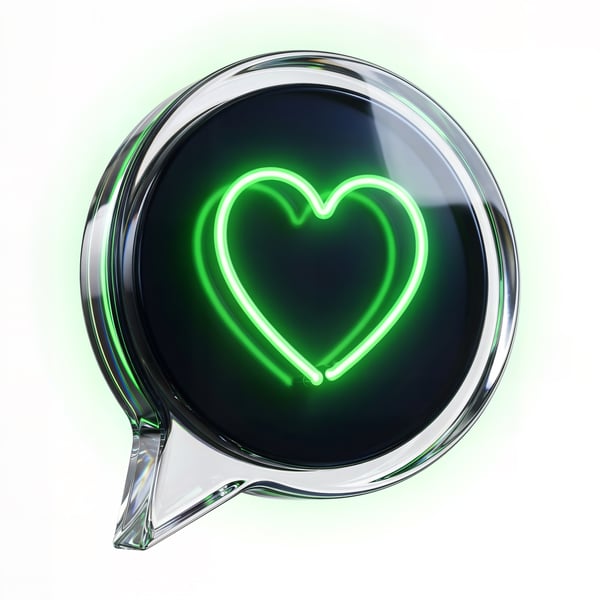 BALA O MENSAGEM VIDRO CORAÇÃO VERDE NEON 3