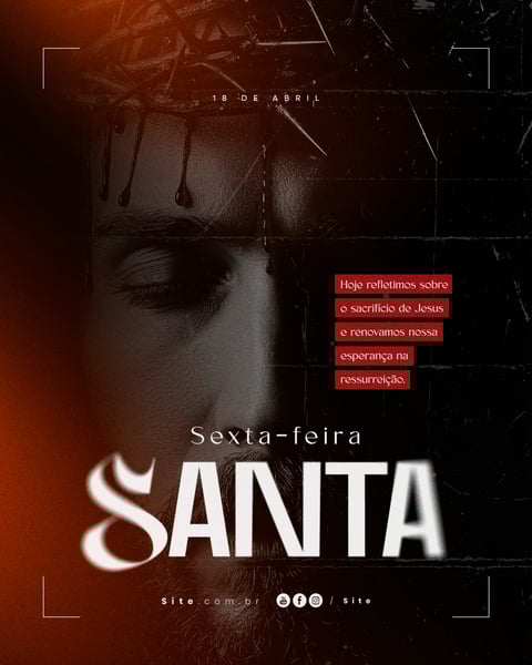 Sexta Feira Santa 18 de abril Páscoa Cristã data comemorativa social media editavel