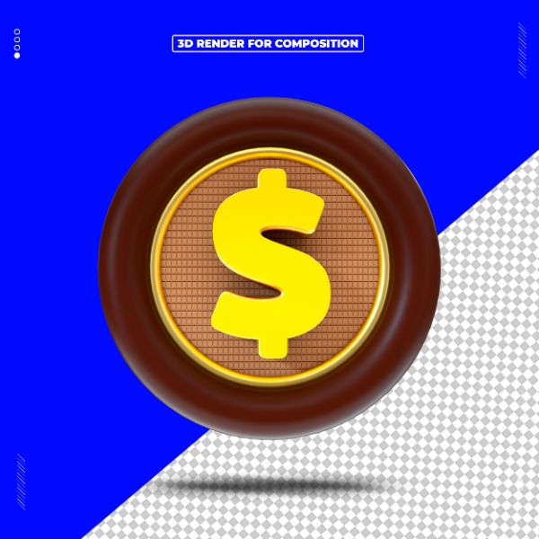 ÍCONE DE DINHEIRO CHOCOLATE 3D PARA COMPOSIÇÃO