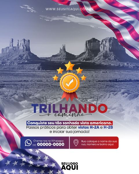 FEED VERTICAL - VISTO AMERICANO | INTERCÂMBIO | PSD EDITÁVEL