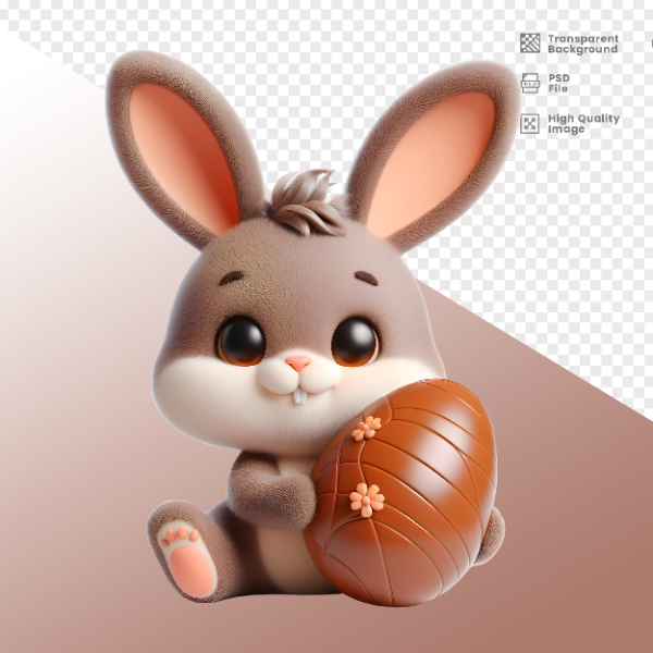 COELHO DA PÁSCOA  ELEMENTO 3D PARA COMPOSIÇÃO - COELHO COM CHOCOLATE