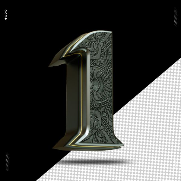 NÚMERO 3D MEDIEVAL PRATA PARA COMPOSIÇÃO