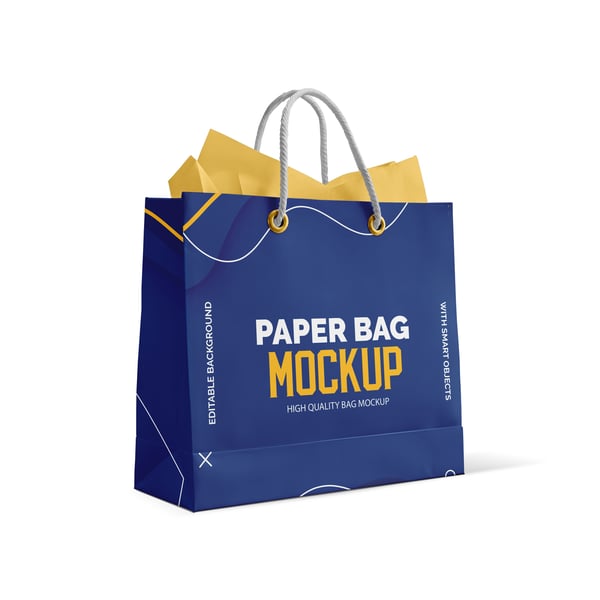 SACOLA DE PAPEL EDITÁVEL PSD MOCKUP