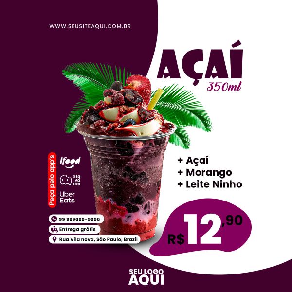 AÇAÍTERIA E SORVETERIA - SOCIAL MEDIA - PSD EDITÁVEL