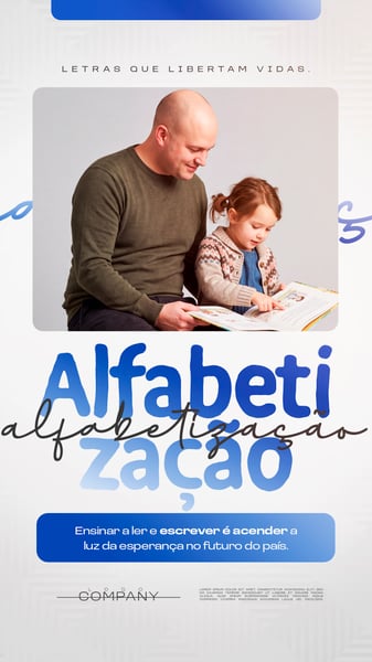 ALFABETIZAÇÃO E LEITURA INFANTIL SOCIAL MEDIA FLYER PSD EDITÁVEL STORY