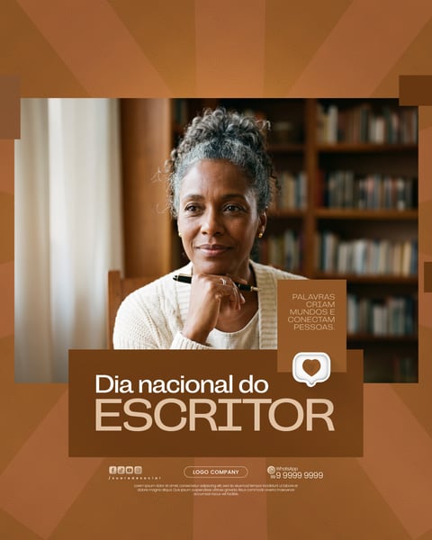 DIA DO ESCRITOR HOMENAGEM LITERATURA ARTE PARA REDES SOCIAIS SOCIAL MEDIA PSD EDITÁVEL 2