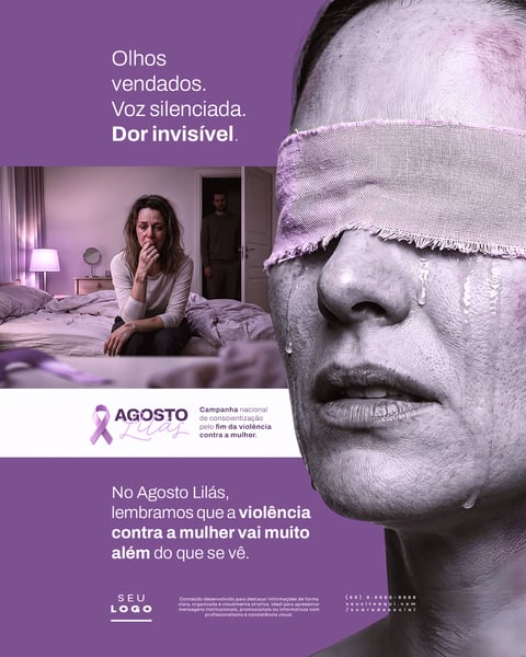 AGOSTO LILÁS CAMPANHA DE CONSCIENTIZAÇÃO E COMBATE PELO FIM DA VIOLÊNCIA CONTRA A MULHER SOCIAL MEDIA PSD EDITÁVEL 1