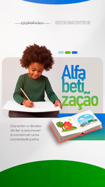 ALFABETIZAÇÃO DIREITO DE LER E ESCREVER SOCIAL MEDIA FLYER PSD EDITÁVEL STORY