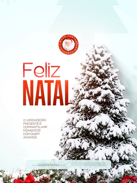 FELIZ NATAL ÁRVORE NEVADA SOCIAL MEDIA FLYER PSD EDITÁVEL
