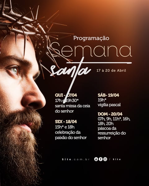 PROGRAMAÇÃO SEMANA SANTA PÁSCOA CALENDÁRIO SOCIAL MEDIA EDITAVEL
