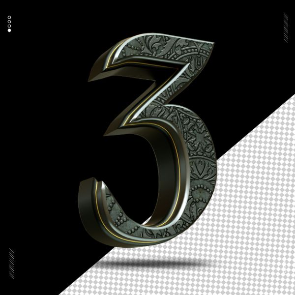 NÚMERO 3D MEDIEVAL PRATA PARA COMPOSIÇÃO