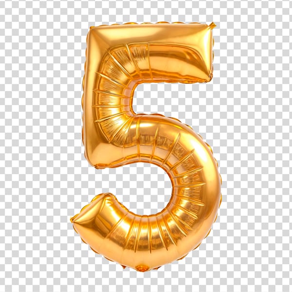 NÚMERO 5 FORMATO DE BALÃO ELEMENTO 3D PNG