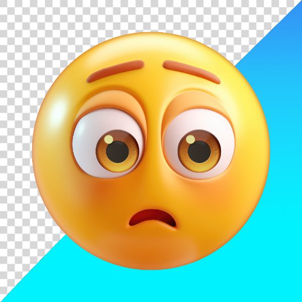 EMOJI DE ROSTO ASSUSTADO OLHANDO PARA BAIXO PNG