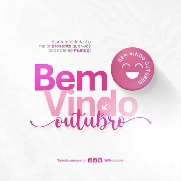 BEM VINDO OUTUBRO MÊS FRASE COMUNICADO AVISO INFORME SOCIAL MEDIA PSD EDITÁVEL