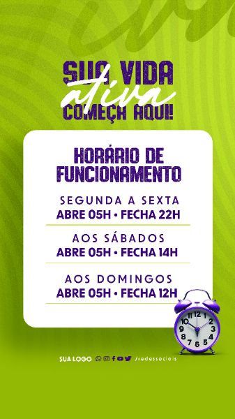 STORY - ACADEMIA - HORÁRIO DE FUNCIONAMENTO