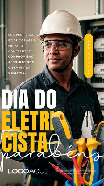 DIA DO ELETRICISTA PARABÉNS SOCIAL MEDIA FLYER PSD EDITÁVEL STORY