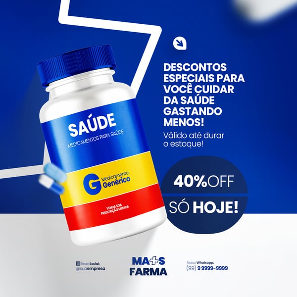 FARMÁCIA REMÉDIOS CÁPSULA FORMULAS MEDICAMNETOS PROMOÇÃO SOCIAL MEDIA PSD EDITÁVEL