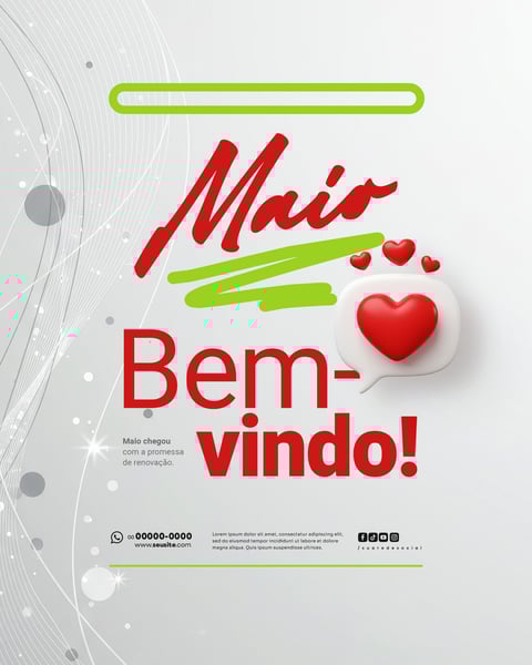 BEM VINDO MAIO SAUDAÇÃO MÊS SOCIAL MEDIA POST EDITÁVEL FEED