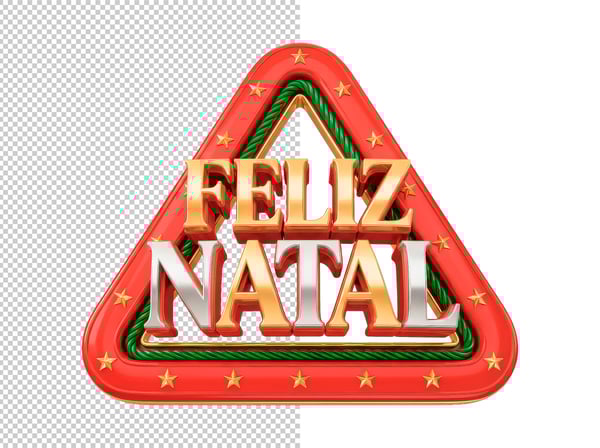 SELO 3D TRIANGULAR FELIZ NATAL EM PNG