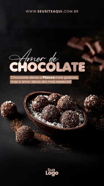 Story Feliz Páscoa, Coelhinho, Chocolate - Social Media