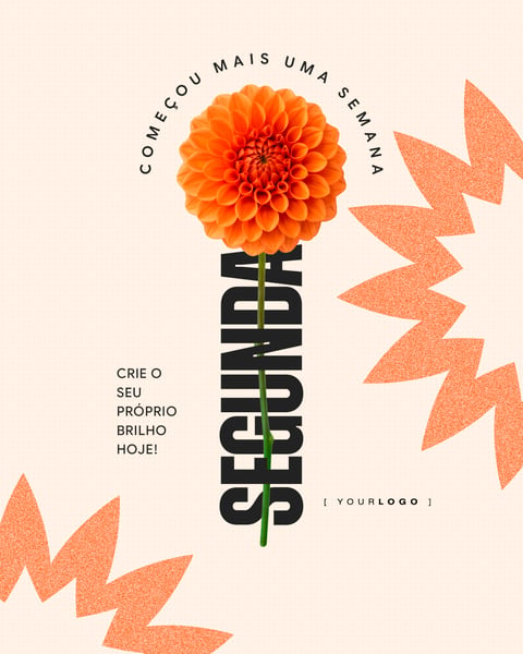 Post SEGUNDA-FEIRA FLOR LARANJA MINIMALISTA PSD EDITÁVEL