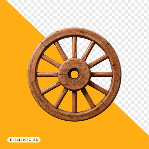 Foto Recortada Roda de Carroça Antiga PNG Fundo Transparente