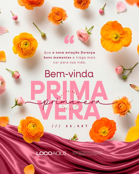 POST BEM VINDO PRIMAVERA FLORAL SOCIAL MEDIA FLYER PSD EDITÁVEL