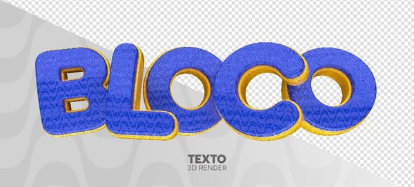 TEXTO 3D BLOCO DE CARNAVAL