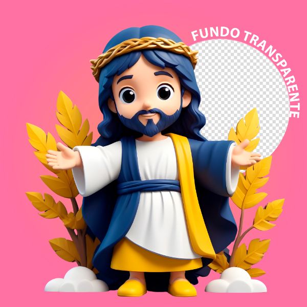 PERSONAGEM 3D DE JESUS CRISTO COM FUNDO TRANSPARENTE