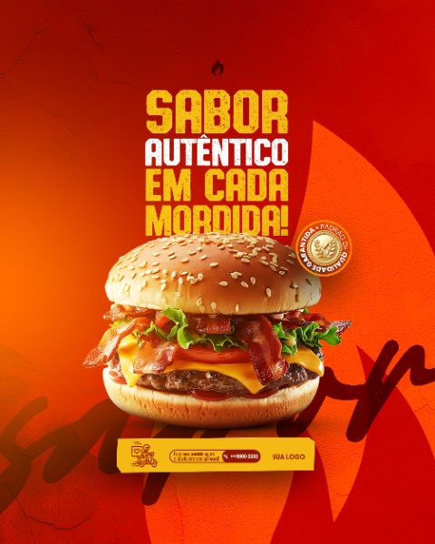 SOCIAL MEDIA - HAMBURGUERIA - SABOR AUTÊNTICO EM CADA MORDIDA