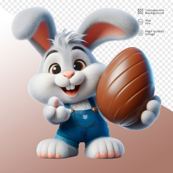 COELHO DA PÁSCOA  ELEMENTO 3D PARA COMPOSIÇÃO - COELHO COM CHOCOLATE