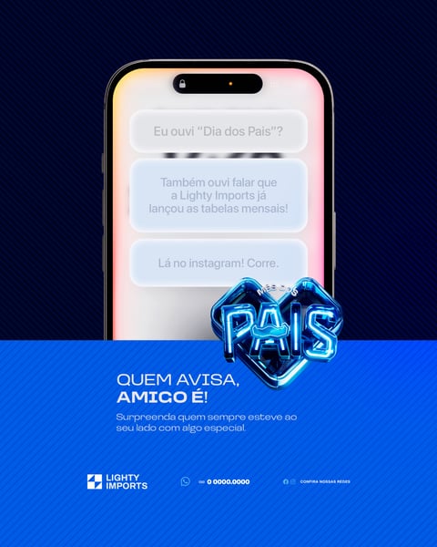 Mês dos Pais 10 de Agosto Campanha para Marca de Importação de iPhone Social Media PSD Editável