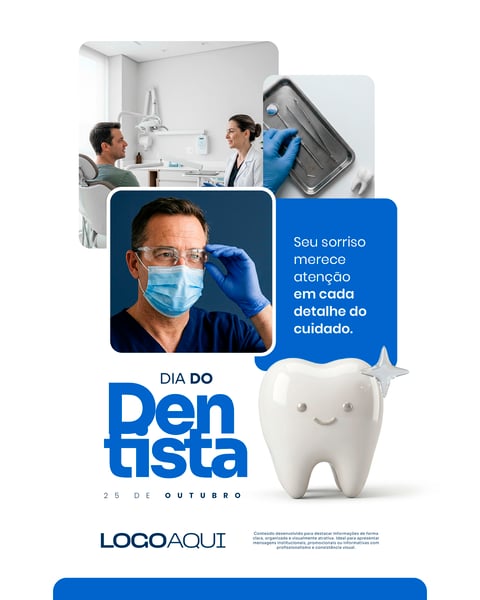DIA DO DENTISTA 25 DE OUTUBRO AZUL SOCIAL MEDIA FLYER PSD EDITÁVEL