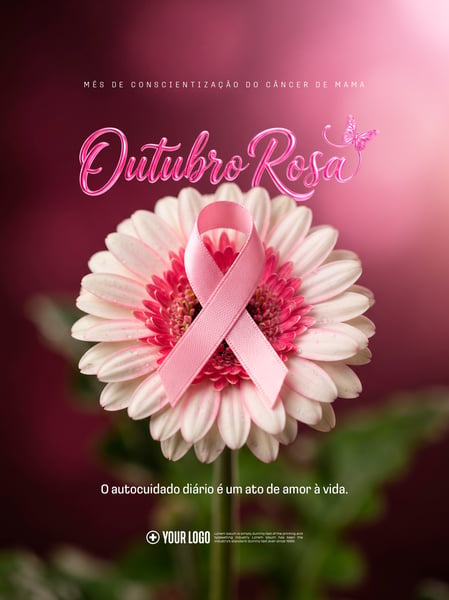 CAMPANHA OUTUBRO ROSA SAÚDE DA MULHER SOCIAL MEDIA FLYER PSD EDITÁVEL