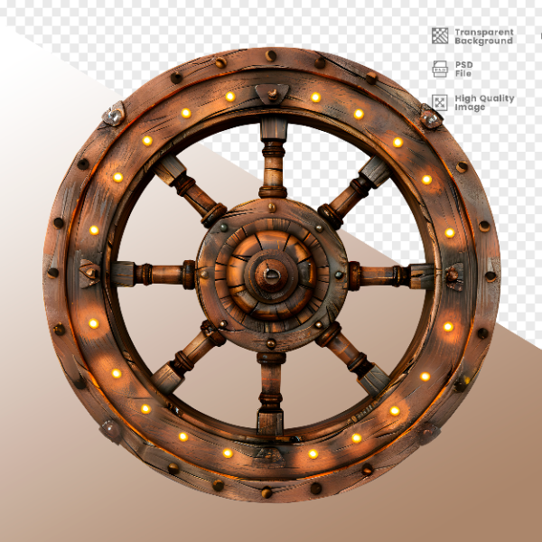 RODA DE MADEIRA COM LUZ - ELEMENTO 3D PARA COMPOSIÇÃO - WOOD