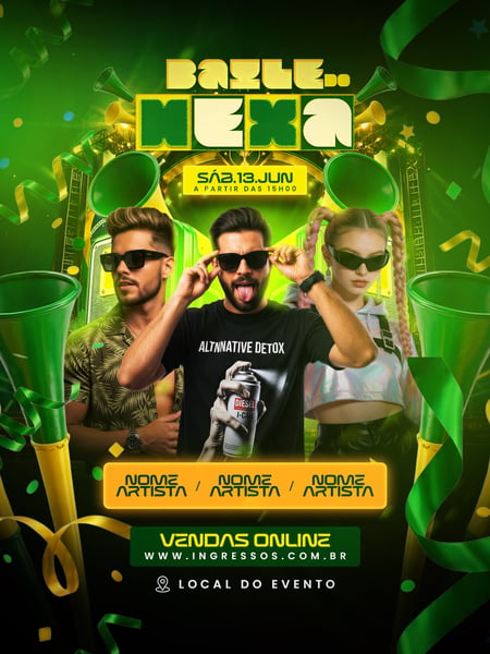 FLYER EVENTO BAILE DO HEXA FEED PSD EDITÁVEL
