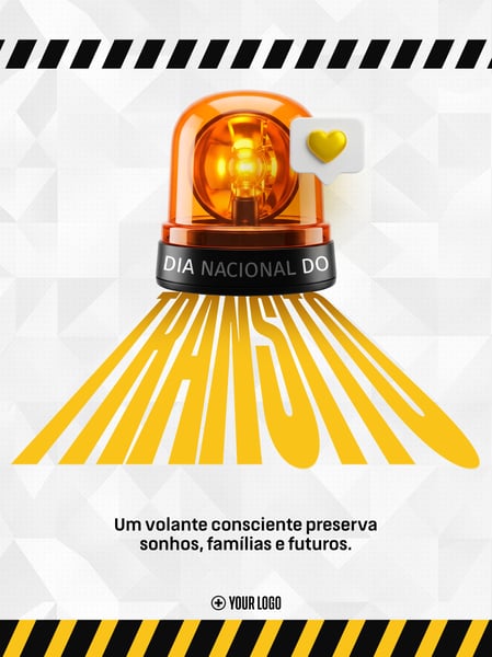 DIA NACIONAL DO TRÂNSITO ALERTA LUMINOSO SOCIAL MEDIA FLYER PSD EDITÁVEL