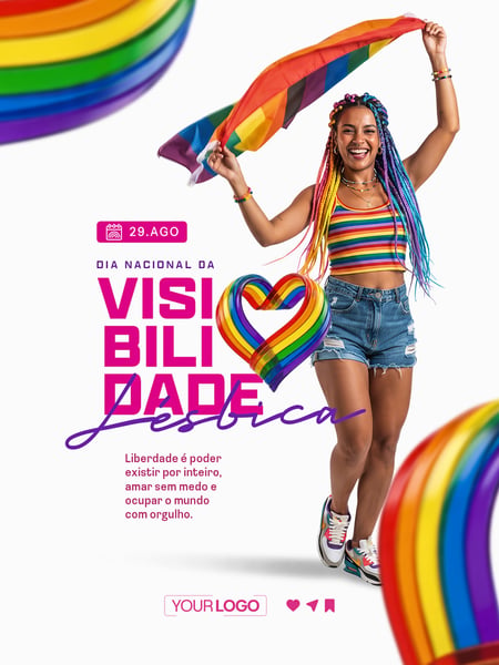 DIA NACIONAL DA VISIBILIDADE LÉSBICA 29 DE AGOSTO SOCIAL MEDIA PSD EDITÁVEL 06