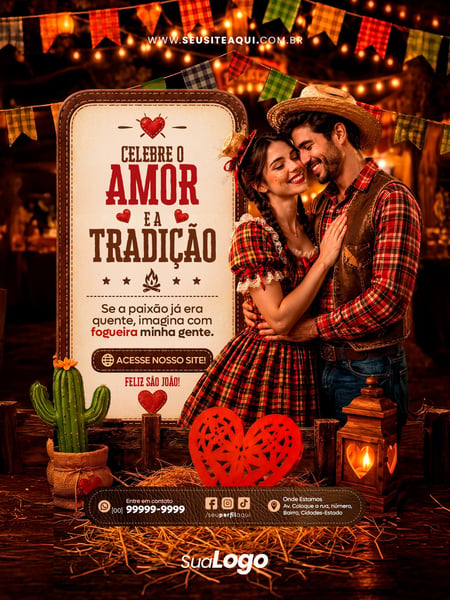 POST FEED FESTA JUNINA SÃO JOÃO SOCIAL MEDIA TEMPLATE PSD EDITÁVEL 23