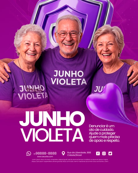 SOCIAL MEDIA JUNHO VIOLETA MÊS DE CONSCIENTIZAÇÃO DA VIOLÊNCIA CONTRA A PESSOA IDOSA PSD EDITÁVEL 3