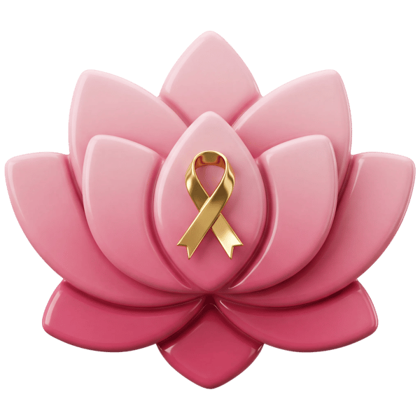 PINK LOTUS FLOWER SCULPTURE FEATURING A METÁLICA GOLDEN RIBBON SYMBOL