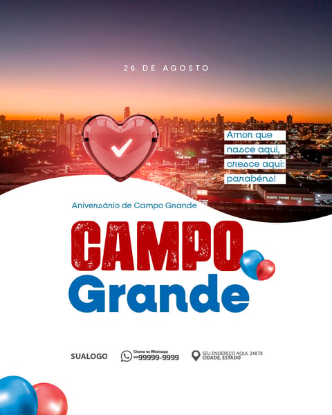 ANIVERSÁRIO DE CAMPO GRANDE SOCIAL MEDIA PSD EDITÁVEL 1