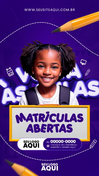 STORY | VOLTA ÀS AULAS | MATRÍCULAS ABERTAS | ESCOLA | PSD EDITÁVEL