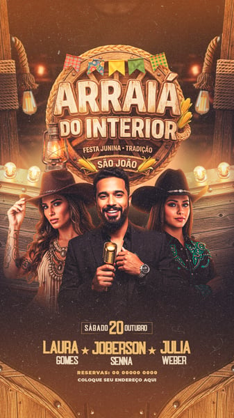 FLYERS PARA EVENTOS ARRAIÁ DO INTERIOR STORYS