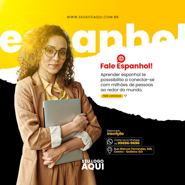 AULAS DE ESPANHOL | IDIOMAS | ESCOLA | SOCIAL MEDIA | PSD EDITÁVEL